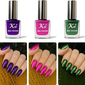 K10 Long Lasting Metallic Nail Polish Combo Purple, Pin...