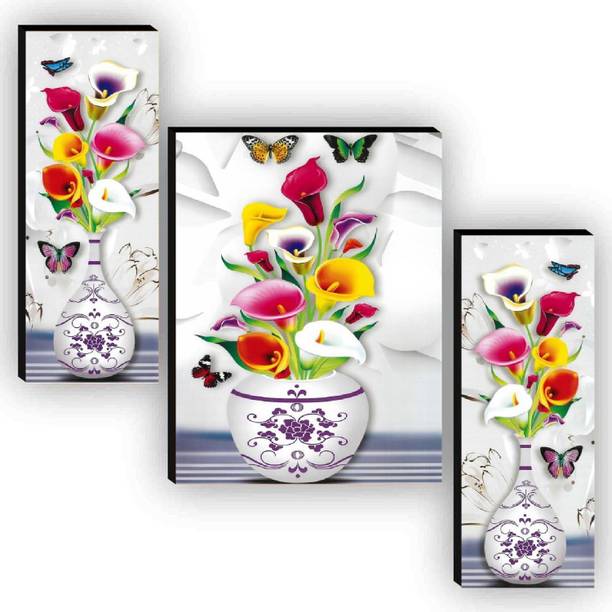 SNDArt (431)Set Of 3 Flower Pots Wall Décor Digital Rep...