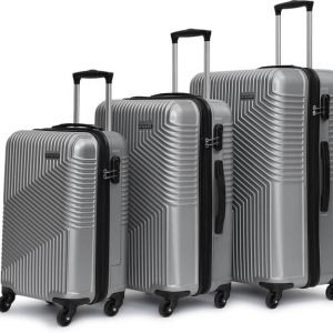 YAYAVAR Hard Body Set of 3 Luggage 4 Wheels - Cairo - Silver