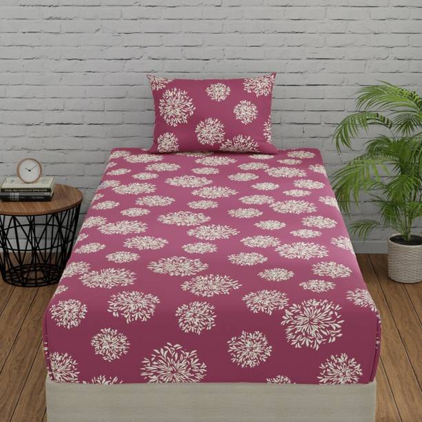 Huesland 144 TC Cotton Single Geometric Flat Bedsheet