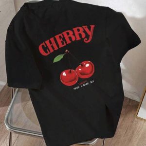 HIPOP Women Printed Round Neck Pure Cotton Black T-Shirt