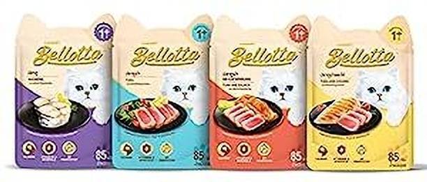 bellotta Wet Food for Cats, Mackerel X12+Chicken X12+Sa...