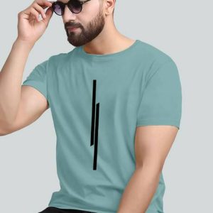 KAJARU Men Striped Round Neck Polyester Green T-Shirt