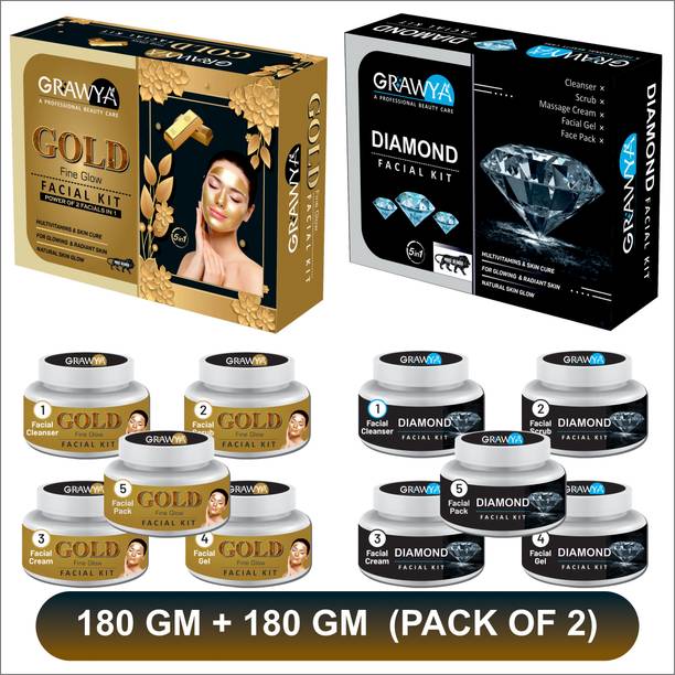 Grawya Professional Diamond + Gold Facial Kit, Cleanser...