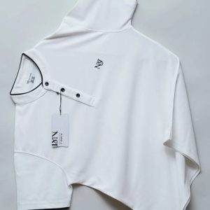 N AND J Men Solid Henley Neck Polycotton White T-Shirt
