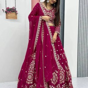 Trijal Fab Embroidered Semi Stitched Lehenga Choli