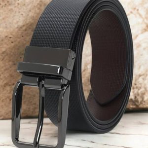 Crusset Men Formal Black Genuine Leather Reversible Belt