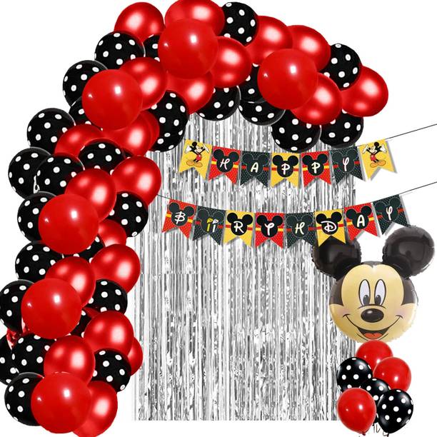 Rozi Decoration Solid Mickey Theme Birthday Balloons Pa...
