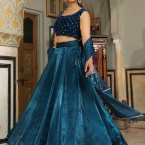 Janasya Self Design Stitched Lehenga Choli