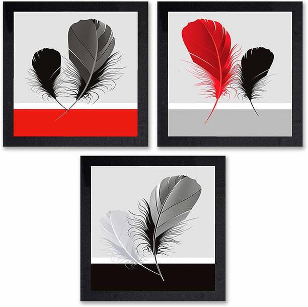 Poster N Frames Set of 3 painting of Feather art 0151 D...