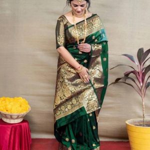 YDS FASHION HUB Woven Kanjivaram Cotton Silk Saree