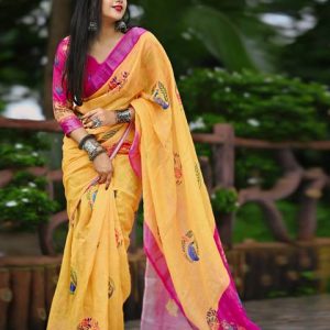 Samah Ready to Wear Floral Print Daily Wear Chanderi, Cotton ...