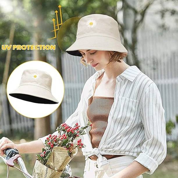 TREXEE Women Bucket Hat Foldable Cotton Sun Beach Hat F...