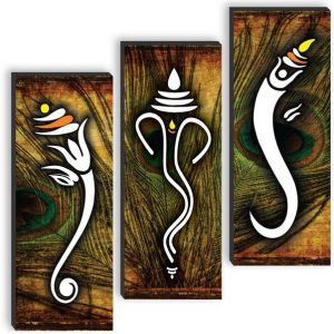 saf Set of 3 Lord Ganesha UV textured self adeshive wal...