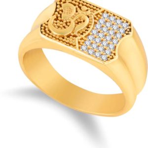 Mahi creations Brass Diamond Gold Plated Ring