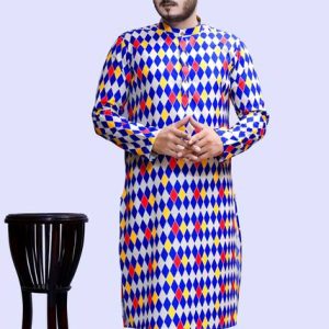Tibra Collection Men Floral Print Cotton Blend Flared Kurta