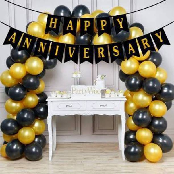 KR Solid Happy Anniversary Combo with Banner and 100 Pi...