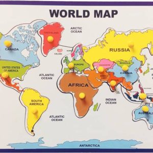 FireFlies Wooden World Map Puzzle Pre-School Learning P...