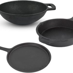 The Indus Valley Pre-Seasoned Cast Iron Tawa 10.2Inch, ...