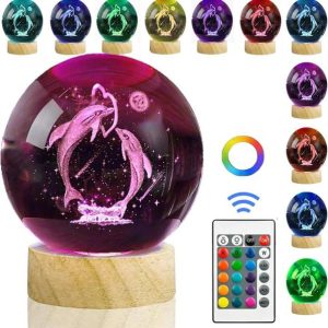 STARKENDY 16 Colors 3D Crystal Ball Lamp Dolphin Lamps ...