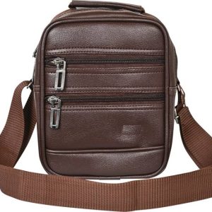 Pramadda Pure Luxury Brown Men Sling Bag - Medium 9 inch Small Leather Sling...