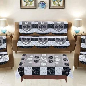 Jainco Decor Cotton Floral 3+1+1 Seater Sofa Cover