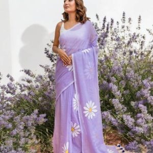 RupRas Floral Print, Digital Print Bollywood Cotton Linen, Lin...