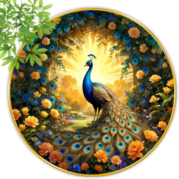 saf Beautiful Peacock Premium gold strip framed wall pa...