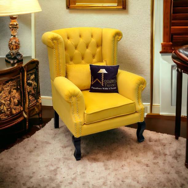 WoodenTwist Majestic Wingback Fabric Living Room Chair