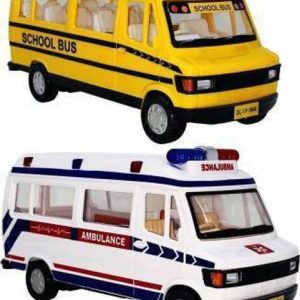 SARASI School Bus & Ambulance Combo For Kids, Pull Back...