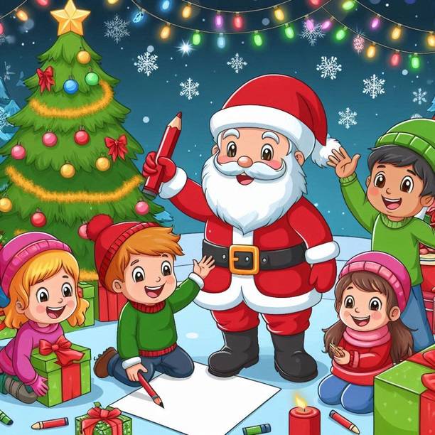 surmul 8 inch Santa Claus And The Joyful Children Wall ...
