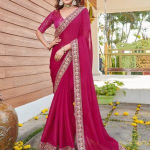 Samah Embellished, Embroidered Bollywood Chiffon Saree