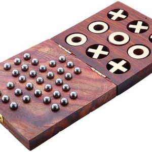 ORTUS Tic Tac Toe Solitaire 2-in-1 Travel Board Game Ed...