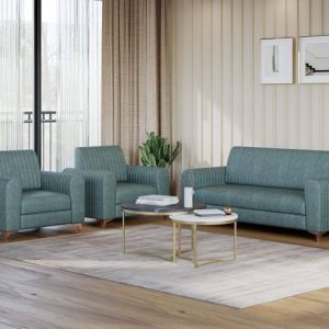 Allie Wood Fabric 3 + 1 + 1 Sofa Set