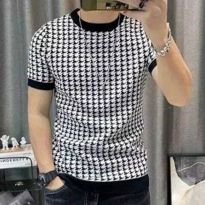 T-40 Men Printed Round Neck Polyester Black T-Shirt