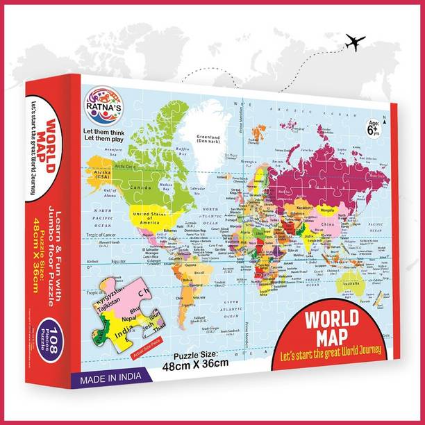 Ratnas world map jigsaw for kids.let them explore the w...