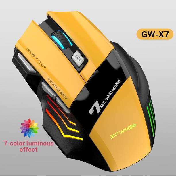 ENTWINO X7 YELLOW WIRELSS GAMING MOUSE Wireless Right H...
