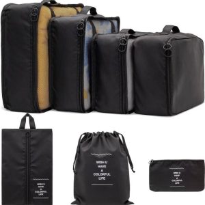Mungat 7 ps Travel Organizer Bag 3 Packing Cubes + 3 Po...