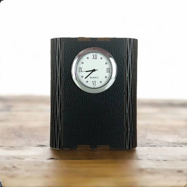 TDSHOP 1 Compartments Wooden Pen Stand With Quartz Watc...
