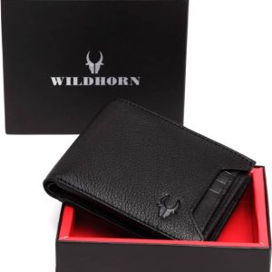 WILDHORN Men Casual Black Genuine Leather RFID Wallet - Regular...