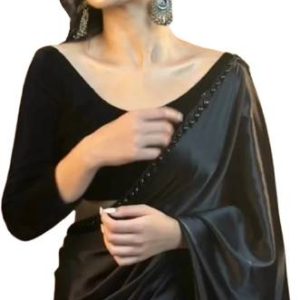 Shopaz Ready to Wear Solid/Plain Pre Draped Saree Satin Saree