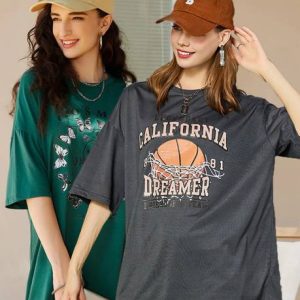 Christy World Pack of 2 Women Printed Round Neck Pure Cotton Multicol...