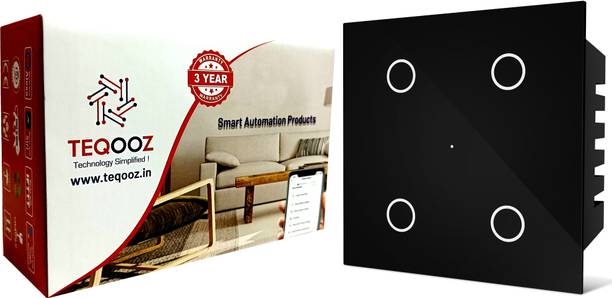 TEQOOZ 4-Touch WiFi Switch (Black) | Smart Life, Alexa,...