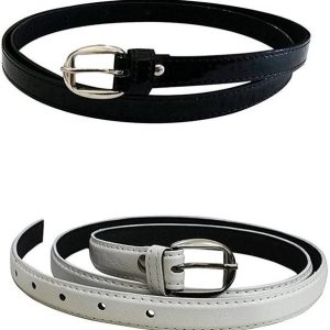 PinKit Women Casual White, Black Genuine Leather Belt