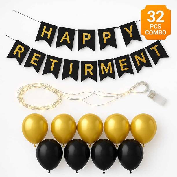 Kapoor stores Solid Black Happy Retirement Banner Combo...