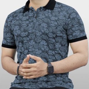 VeBNoR Men Printed Polo Neck Polyester Grey T-Shirt