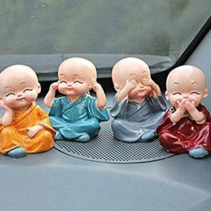 VUF Handcrafted Colourfull Set of 4 Small Baby Monk Dec...