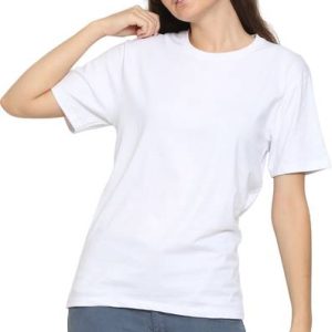 YouthPoi Women Solid Round Neck Pure Cotton White T-Shirt