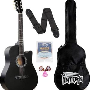 intern INT-38C-BK Acoustic Guitar Basswood Willow Right...