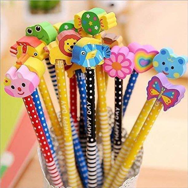 cartoonpencil cartoon shape eraser -Set of 12 Pencil Pe...